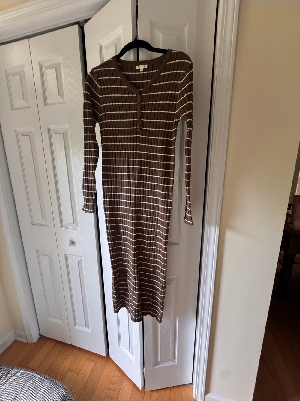 Pinkblush Maternity Green Stripe Long Sleeve Knit Dress